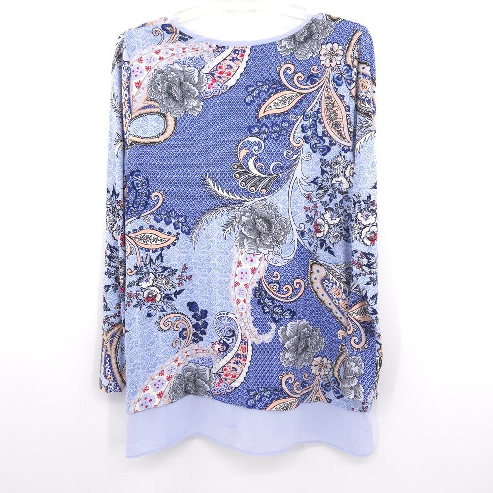 Chico's paisley tunic top Size 1 (M) purple stretch knit‎ long sleeve - Picture 7 of 8